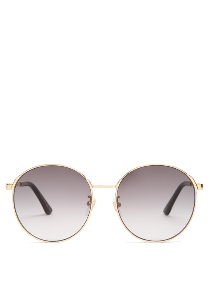 Gucci Round-frame Web-striped Sunglasses