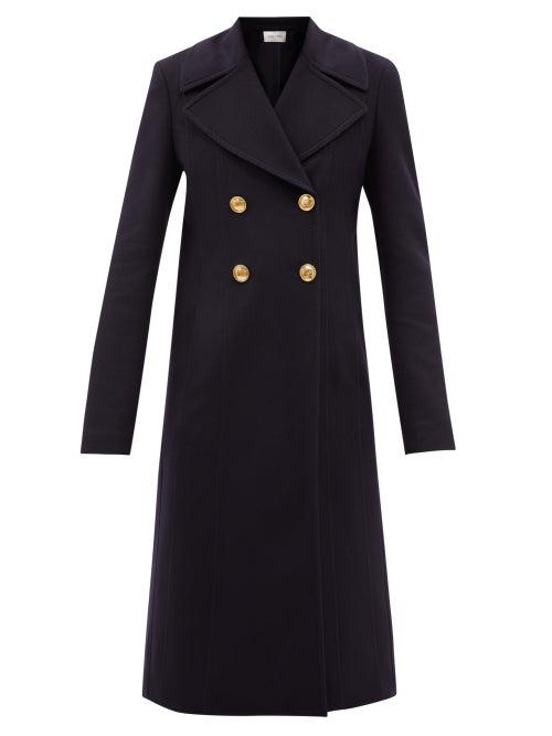 Valentino - Double-breasted Felted Wool-blend Coat - Womens - Navy