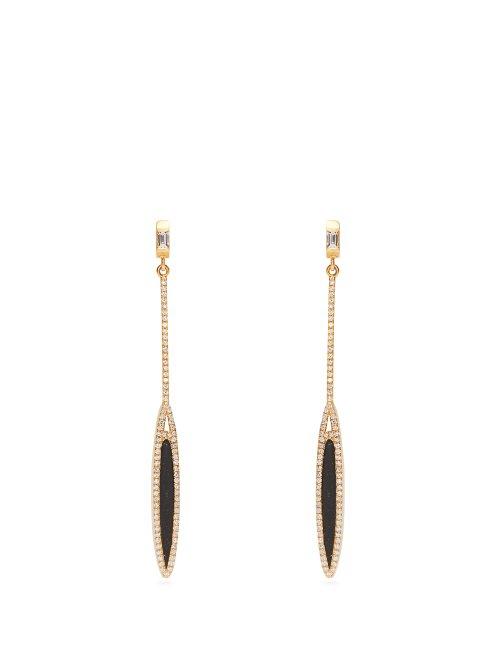 Matchesfashion.com Monique Pan - 18kt Gold, Diamond & Jade Earrings - Womens - Black