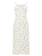 Matchesfashion.com Emilia Wickstead - Philomena Animal-print Linen Midi Dress - Womens - Cream Print