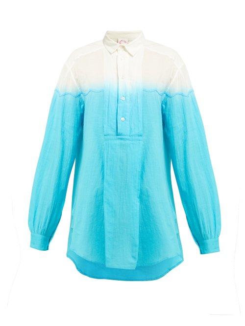 Matchesfashion.com Kilometre Paris - Dip Dyed Cotton Shirt - Womens - Light Blue