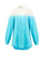 Matchesfashion.com Kilometre Paris - Dip Dyed Cotton Shirt - Womens - Light Blue