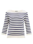 Matchesfashion.com A.p.c. - Claudine Breton Striped Merino Sweater - Womens - Navy White