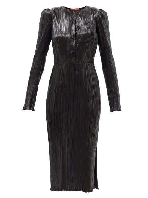 Altuzarra - Corra Plissd-lam Midi Dress - Womens - Black