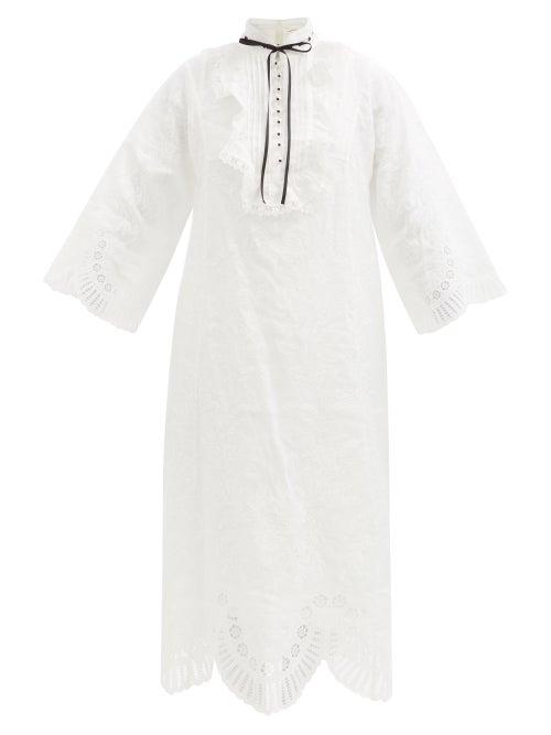 Zimmermann - Dancer Floral-embroidered Linen-voile Dress - Womens - Cream