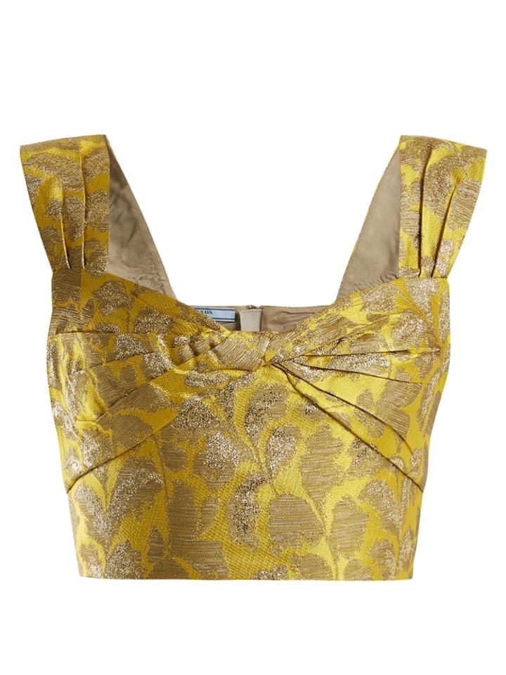 Prada Sweetheart-neck Floral-brocade Top