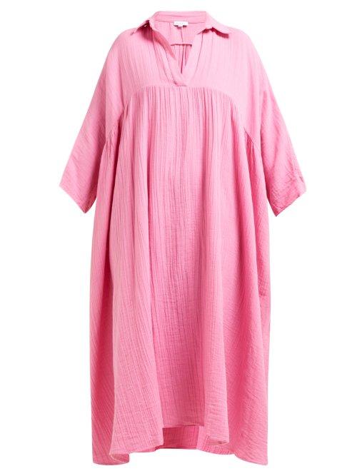 Matchesfashion.com Rhode Resort - Leo Crinkled Cotton Gauze Dress - Womens - Pink