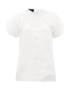 Matchesfashion.com Rochas - Smocked Silk-organza Blouse - Womens - Ivory