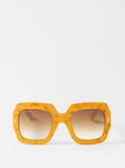 Gucci Eyewear - Oversized Square Acetate Sunglasses - Womens - Dark Yellow