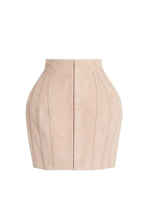 Balmain Structured Suede Mini Skirt