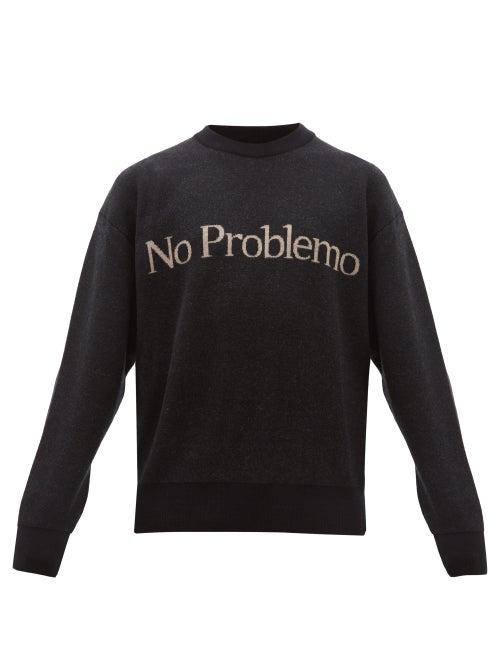 Matchesfashion.com Aries - No Problemo Jacquard Wool Sweater - Mens - Black