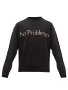 Matchesfashion.com Aries - No Problemo Jacquard Wool Sweater - Mens - Black