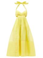 Matchesfashion.com Zimmermann - Botanica Halterneck Linen-blend Midi Dress - Womens - Yellow