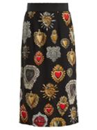Dolce & Gabbana Heart-print Stretch-silk Skirt