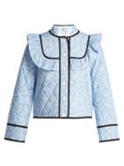 Matchesfashion.com Ganni - Sage Floral Print Quilted Jacket - Womens - Blue Multi