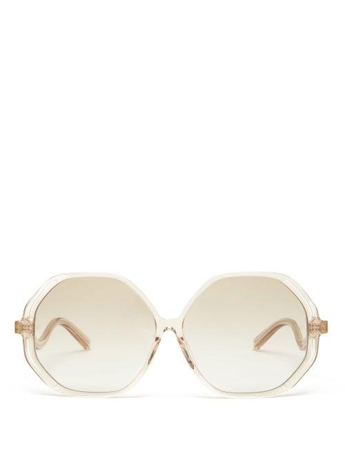 Matchesfashion.com Linda Farrow - Una Heptagonal Acetate Sunglasses - Womens - Clear
