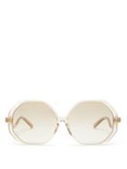 Matchesfashion.com Linda Farrow - Una Heptagonal Acetate Sunglasses - Womens - Clear