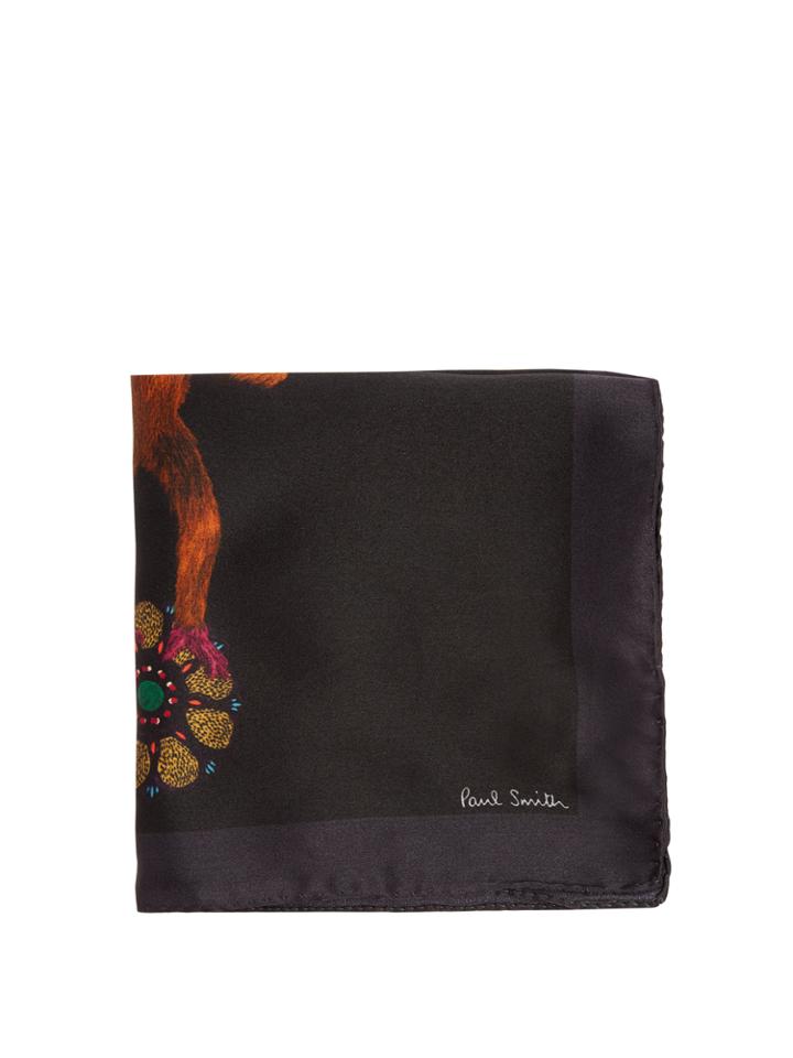 Paul Smith Monkey-print Silk Pocket Square