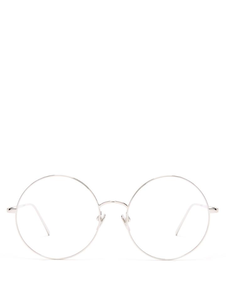 Linda Farrow Round-frame Silver Glasses