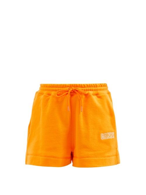 Ganni - Software Logo-embroidered Cotton-blend Shorts - Womens - Orange