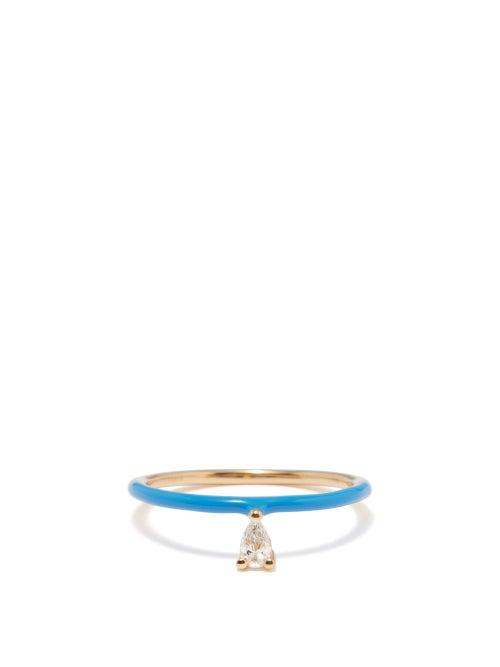 Persee - Diamond, Enamel & 18kt Gold Ring - Womens - Yellow Gold