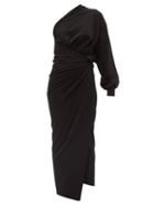 Matchesfashion.com Balenciaga - One-shoulder Balloon-sleeve Jersey Dress - Womens - Black