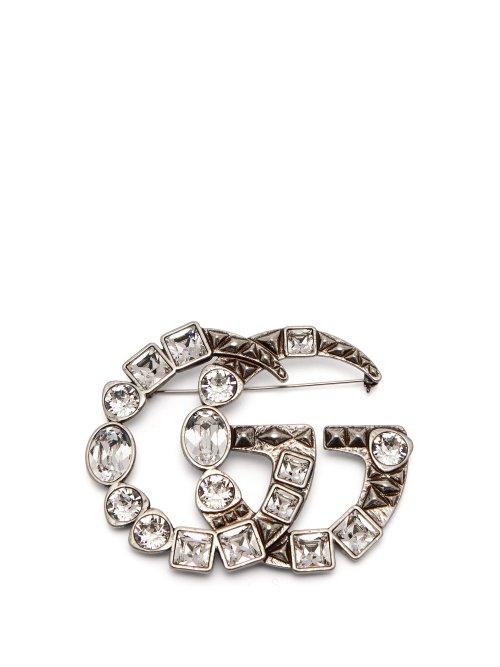 Matchesfashion.com Gucci - Gg Logo Brooch - Womens - Crystal