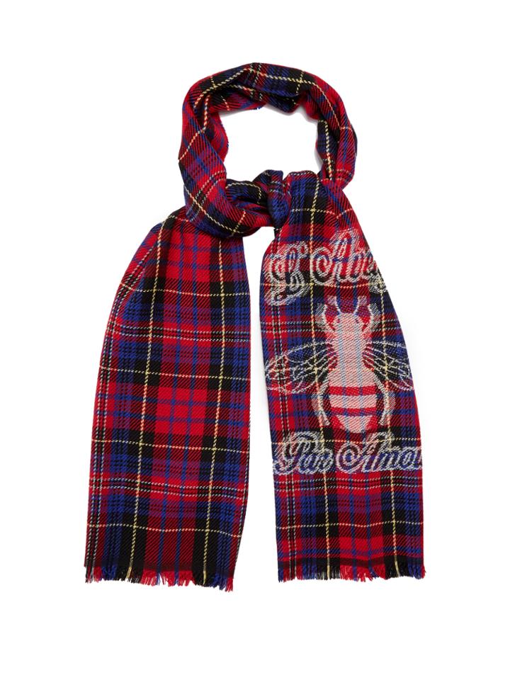 Gucci Bee-embroidered Wool Scarf