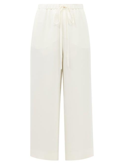 Valentino - Drawstring-waist Silk-cady Trousers - Womens - White