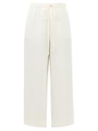 Valentino - Drawstring-waist Silk-cady Trousers - Womens - White