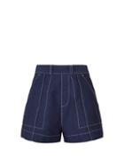 Matchesfashion.com Chlo - Contrast Topstitching Denim Shorts - Womens - Dark Blue
