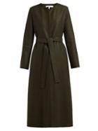 Matchesfashion.com Harris Wharf London - Collarless Single Breasted Pressed Wool Coat - Womens - Dark Green