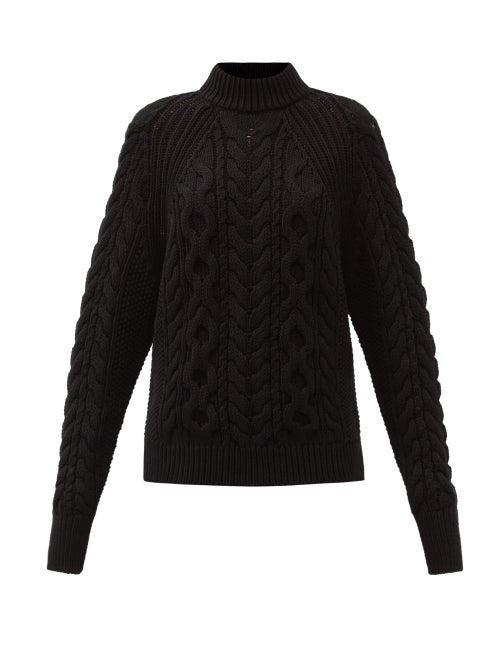 Matchesfashion.com Cecilie Bahnsen - Frederica Open-back Cable-knit Cotton Sweater - Womens - Black