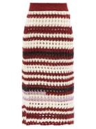 Marni - Striped Crochet Midi Skirt - Womens - Burgundy