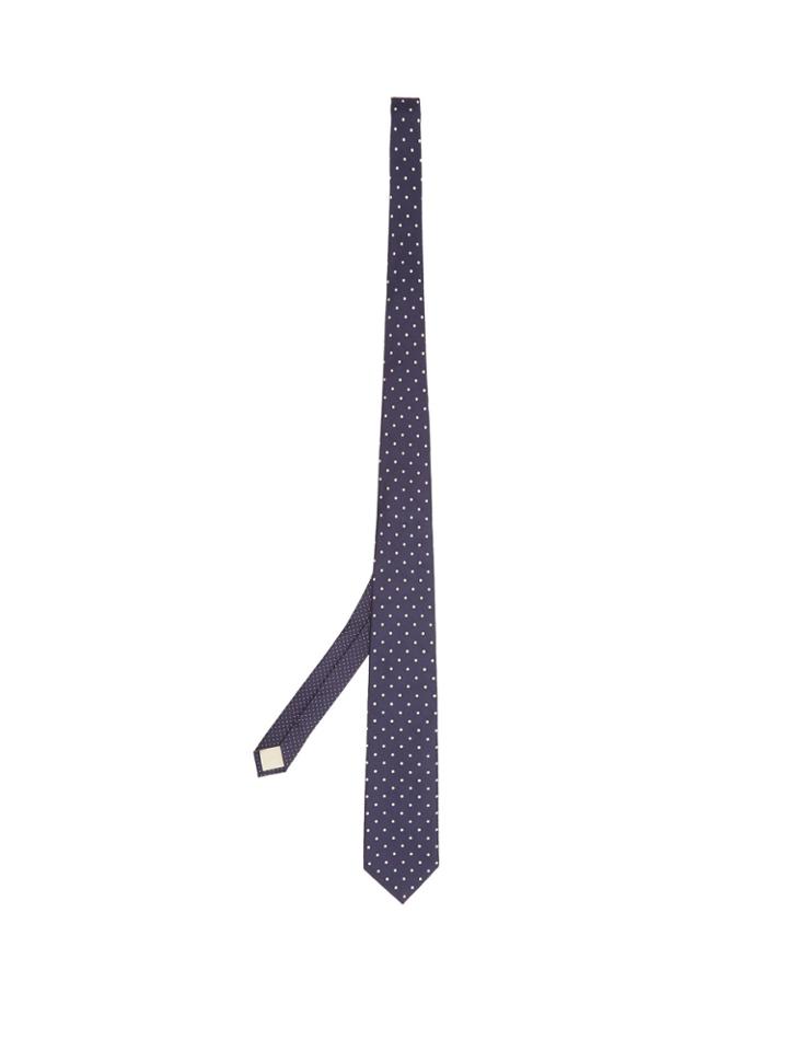 Prada Polka-dot Embroidered Silk Tie