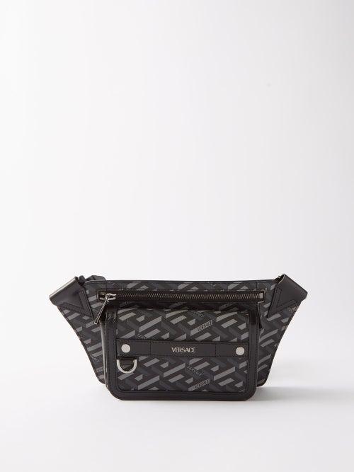 Versace - La Greca Signature Coated-canvas Belt Bag - Mens - Black Multi