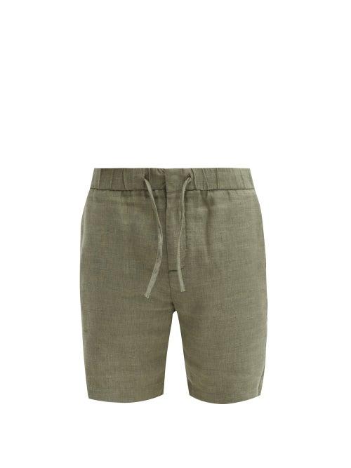Frescobol Carioca - Felipe Drawstring-waist Linen-twill Shorts - Mens - Green