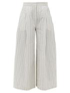 Matchesfashion.com Vika Gazinskaya - Wide-leg Cotton-blend Seersucker Suit Trousers - Womens - Blue Stripe