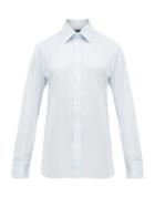 Matchesfashion.com Emma Willis - Herringbone Weave Cotton Slim Fit Shirt - Womens - Light Blue