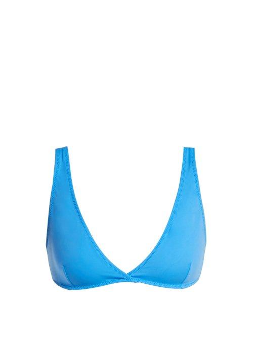 Matchesfashion.com Solid & Striped - The Beverly Deep V Neckline Bikini Top - Womens - Blue