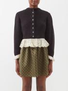 Batsheva - Grace Crochet-trim Alpaca Cardigan - Womens - Black White