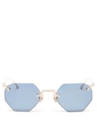 Matsuda - Rimless Hexagonal Metal Sunglasses - Mens - Blue