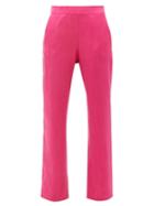 Matchesfashion.com Worme - The Slim Flare Silk Trousers - Womens - Pink