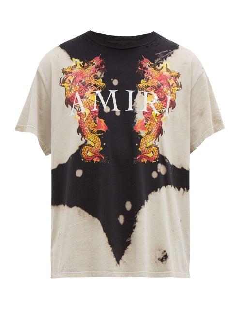 Matchesfashion.com Amiri - Dragon And Logo Print Tie Dye Cotton T Shirt - Mens - Black Multi