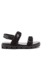 Christian Louboutin - Lock Shearling And Leather Sandals - Womens - Black