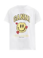 Matchesfashion.com Ganni - Smiley Heart-print Jersey T-shirt - Womens - White Multi