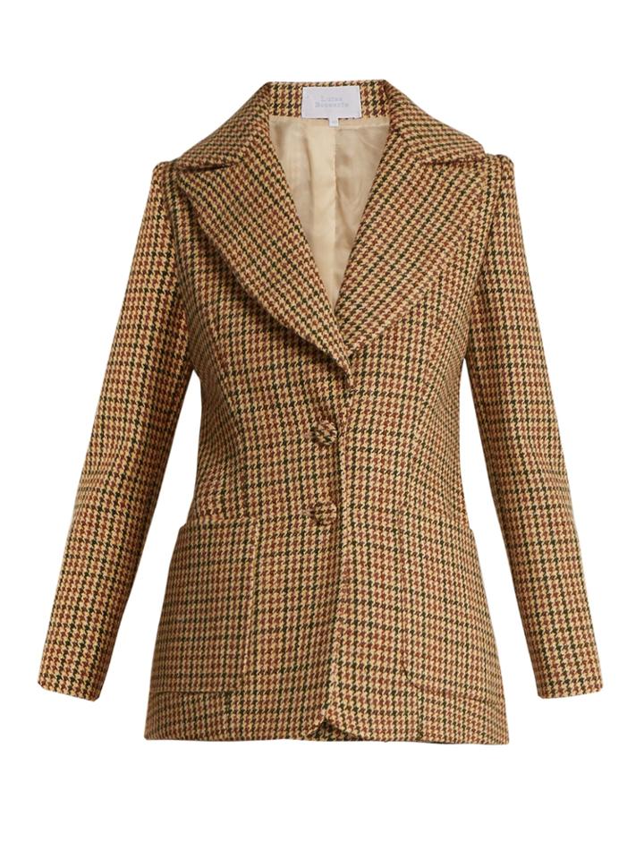 Luisa Beccaria Hound's-tooth Checked Single-breasted Wool Jacket