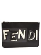Fendi Shadow Logo-appliqu Leather Pouch