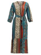 Matchesfashion.com Chufy - Alqamar Calligraphy Print Satin Crepe Dress - Womens - Blue Multi
