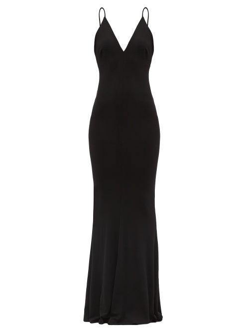Matchesfashion.com Alexandre Vauthier - V-neck Jersey Gown - Womens - Black